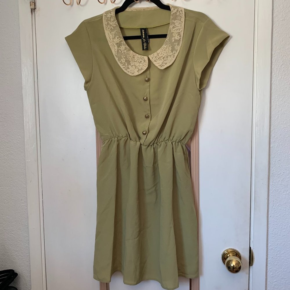Urban Outfitters Johann Sage Green Collar Dress